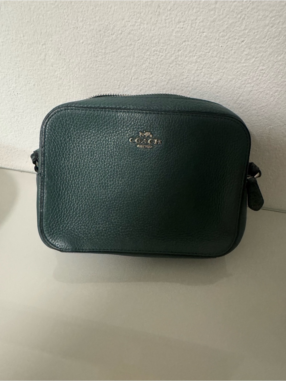 Coach Dark Green Pebbled Leather Messenger Crossbody